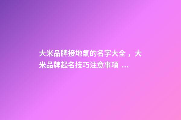 大米品牌接地氣的名字大全，大米品牌起名技巧注意事項？-第1張-商標起名-玄機派